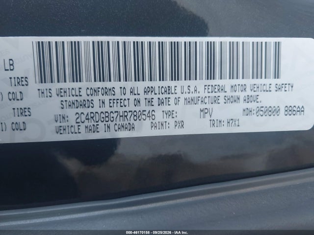 Продаж на аукціоні авто 2017 Dodge Grand Caravan Se, vin: 2C4RDGBG7HR780546, номер лоту: 46170158