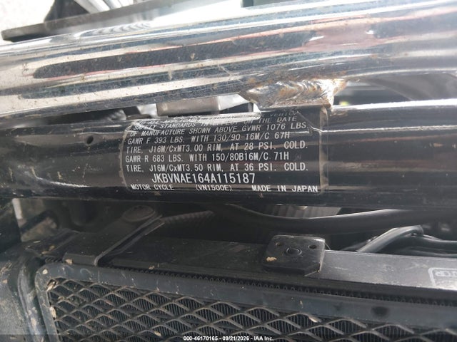 2004 Kawasaki Vn1500 E მანქანა იყიდება აუქციონზე, vin: JKBVNAE164A115187, აუქციონის ნომერი: 46170165