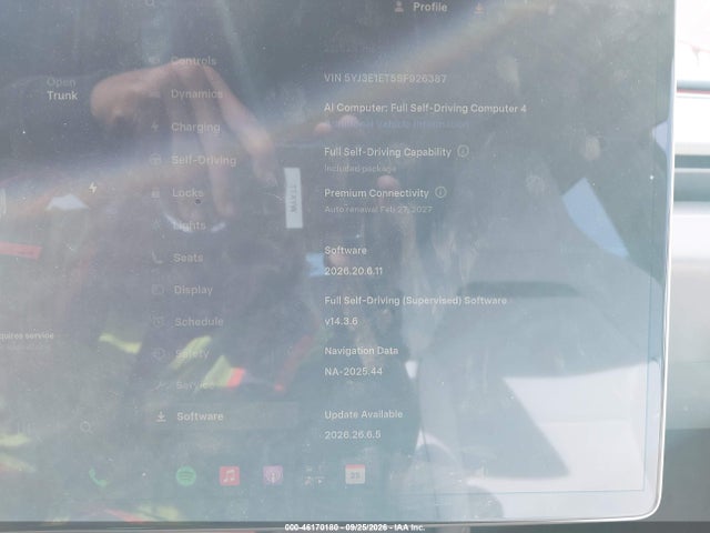 2025 Tesla Model 3 Performance All-wheel Drive მანქანა იყიდება აუქციონზე, vin: 5YJ3E1ET5SF926387, აუქციონის ნომერი: 46170180
