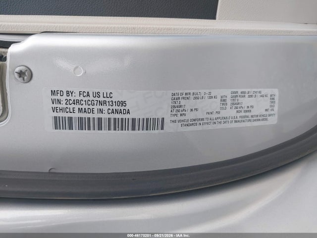 Продажа на аукционе авто 2022 Chrysler Voyager Lx, vin: 2C4RC1CG7NR131095, номер лота: 46170201