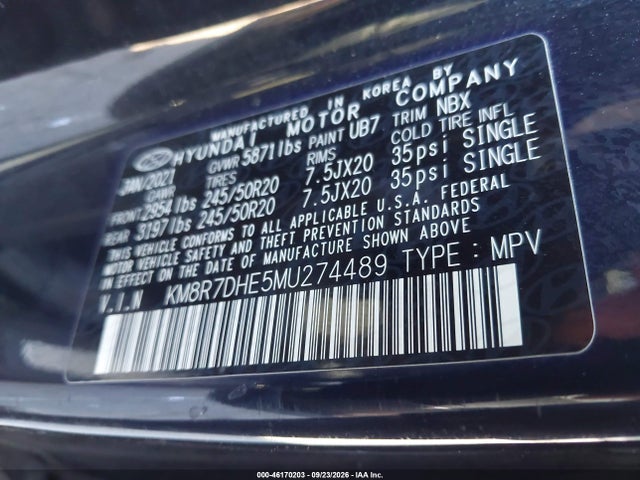 Aukcja sprzedaży 2021 Hyundai Palisade Calligraphy, vin: KM8R7DHE5MU274489, numer aukcji: 46170203