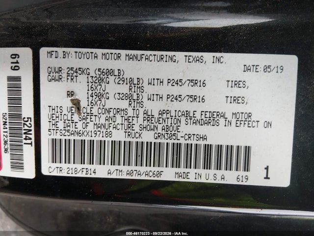 Продаж на аукціоні авто 2019 Toyota Tacoma Sr V6, vin: 5TFSZ5AN6KX197188, номер лоту: 46170223