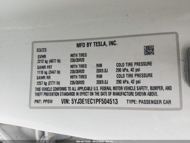 Tesla Model 3 Performance Dual Motor All-wheel Drive 2023 5YJ3E1EC1PF504513 Image 9
