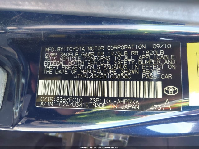 2011 Scion Xd მანქანა იყიდება აუქციონზე, vin: JTKKU4B42B1008580, აუქციონის ნომერი: 46170278