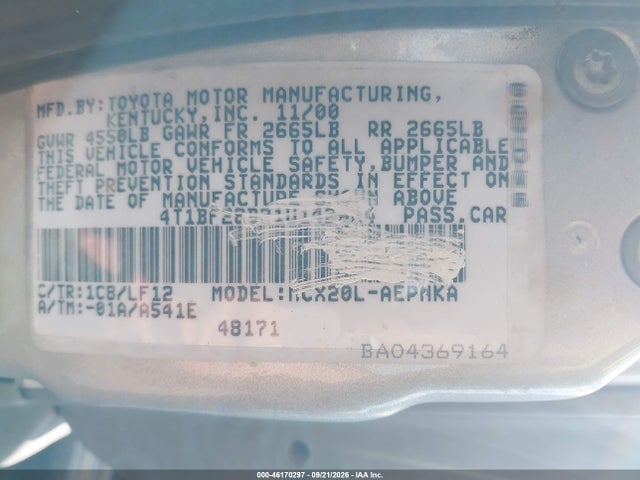 Продаж на аукціоні авто 2001 Toyota Avalon Xls, vin: 4T1BF28B91U128249, номер лоту: 46170297