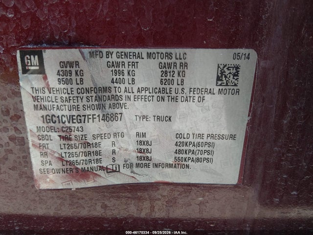 1GC1CVEG7FF146867 Chevrolet Silverado 2500hd Lt