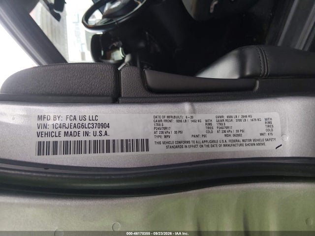 2020 Jeep Grand Cherokee Laredo E 4x2 მანქანა იყიდება აუქციონზე, vin: 1C4RJEAG6LC370904, აუქციონის ნომერი: 46170355