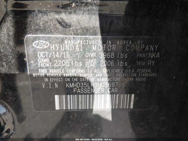2017 Hyundai Elantra Gt მანქანა იყიდება აუქციონზე, vin: KMHD35LH9HU369799, აუქციონის ნომერი: 46170395