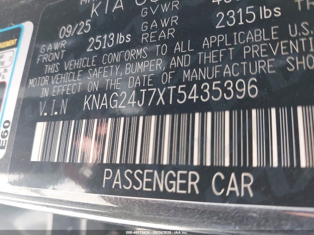 Aukcja sprzedaży 2026 Kia K5 Lxs Fwd, vin: KNAG24J7XT5435396, numer aukcji: 46170424