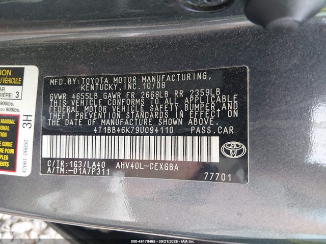 Продаж на аукціоні авто 2009 Toyota Camry Hybrid, vin: 4T1BB46K79U094110, номер лоту: 46170465