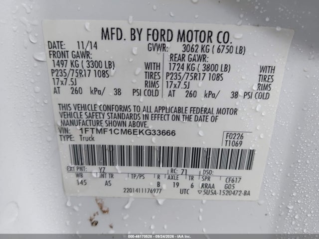46170528 :رقم المزاد ، 1FTMF1CM6EKG33666 vin ، 2014 Ford F-150 Xl مزاد بيع