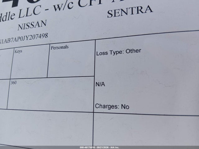 Продажа на аукционе авто 2018 Nissan Sentra S, vin: 3N1AB7AP0JY207498, номер лота: 46170539