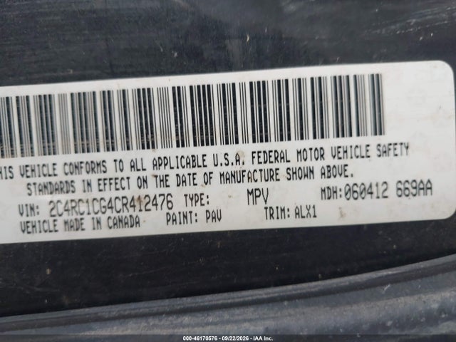 Продажа на аукционе авто 2012 Chrysler Town & Country Touring-l, vin: 2C4RC1CG4CR412476, номер лота: 46170576