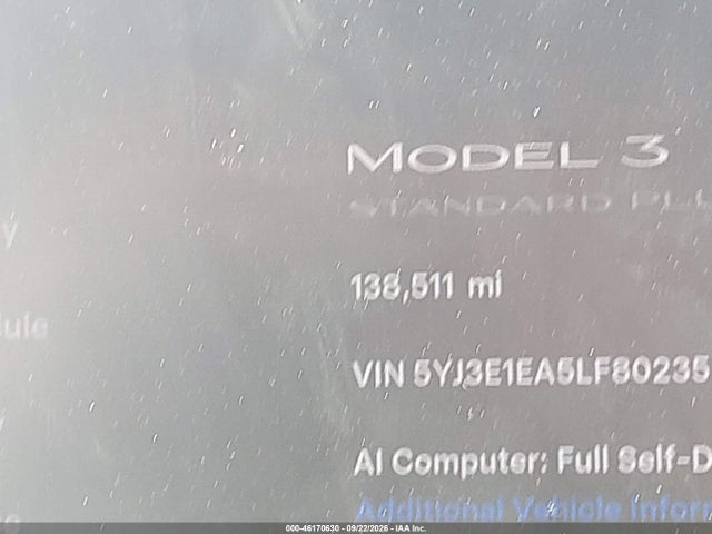 5YJ3E1EA5LF802359 Tesla MODEL 3