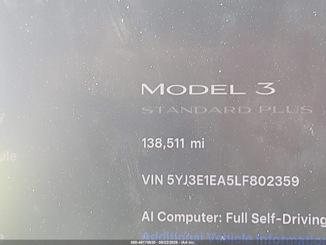 5YJ3E1EA5LF802359 Tesla MODEL 3
