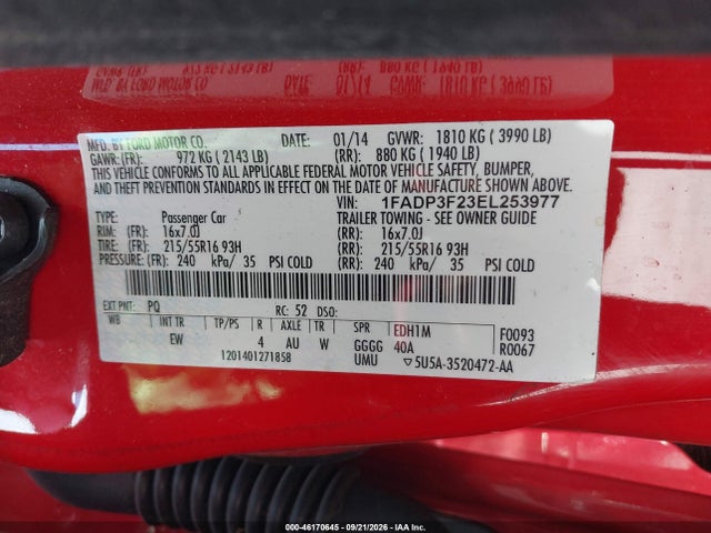 1FADP3F23EL253977 Ford FOCUS SE