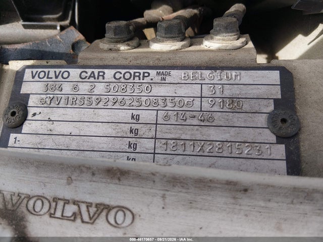 2006 Volvo S60 2.5t მანქანა იყიდება აუქციონზე, vin: YV1RS592962508350, აუქციონის ნომერი: 46170657
