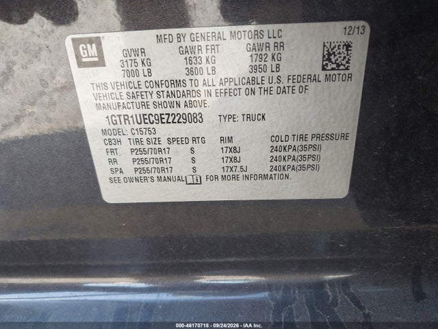 Aukcja sprzedaży 2014 Gmc Sierra 1500 Sle, vin: 1GTR1UEC9EZ229083, numer aukcji: 46170718