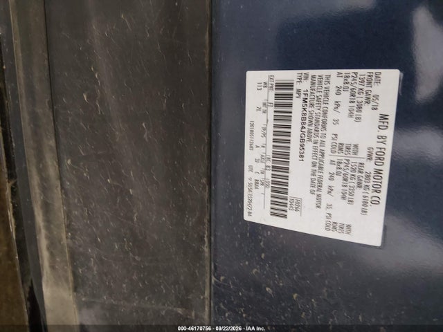 2018 Ford Explorer მანქანა იყიდება აუქციონზე, vin: 1FM5K8B84JGB95381, აუქციონის ნომერი: 46170756