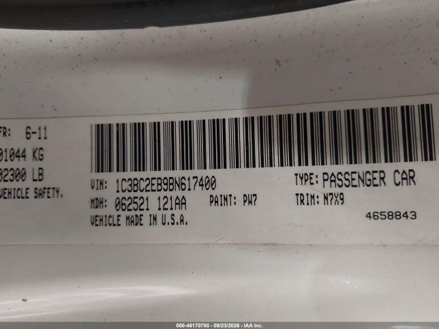 Продаж на аукціоні авто 2011 Chrysler 200 Touring, vin: 1C3BC2EB9BN617400, номер лоту: 46170780