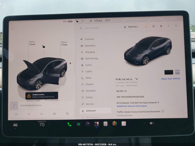46170784 :رقم المزاد ، 7SAYGDEE0PA040309 vin ، 2023 Tesla Model Y Awd/long Range Dual Motor All-wheel Drive مزاد بيع
