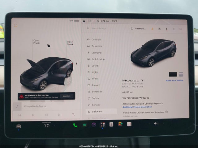 46170784 :رقم المزاد ، 7SAYGDEE0PA040309 vin ، 2023 Tesla Model Y Awd/long Range Dual Motor All-wheel Drive مزاد بيع