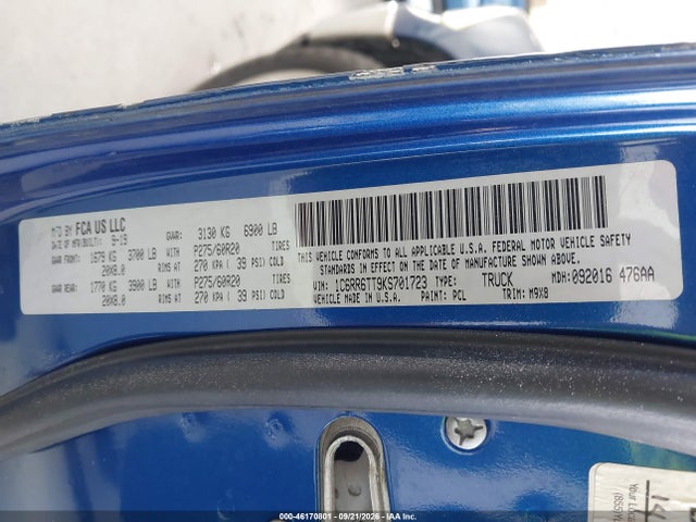 Aukcja sprzedaży 2019 Ram 1500 Classic Big Horn  4x2 6'4 Box, vin: 1C6RR6TT9KS701723, numer aukcji: 46170801