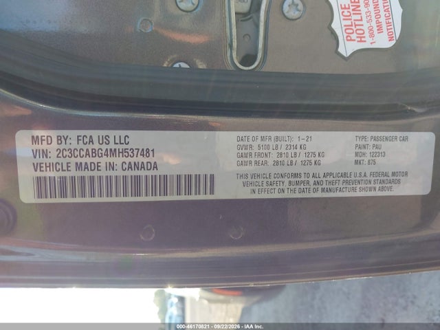 2021 Chrysler 300 300s მანქანა იყიდება აუქციონზე, vin: 2C3CCABG4MH537481, აუქციონის ნომერი: 46170821