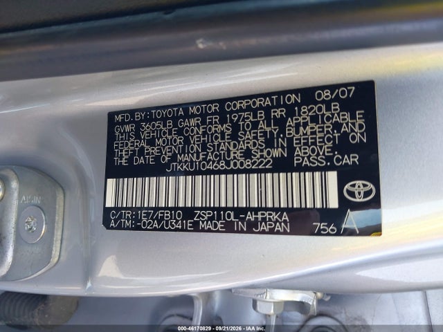 46170829 :رقم المزاد ، JTKKU10468J008222 vin ، 2008 Scion Xd مزاد بيع