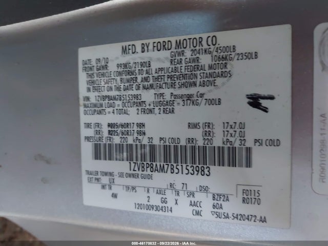 Продажа на аукционе авто 2011 Ford Mustang V6 Premium, vin: 1ZVBP8AM7B5153983, номер лота: 46170832