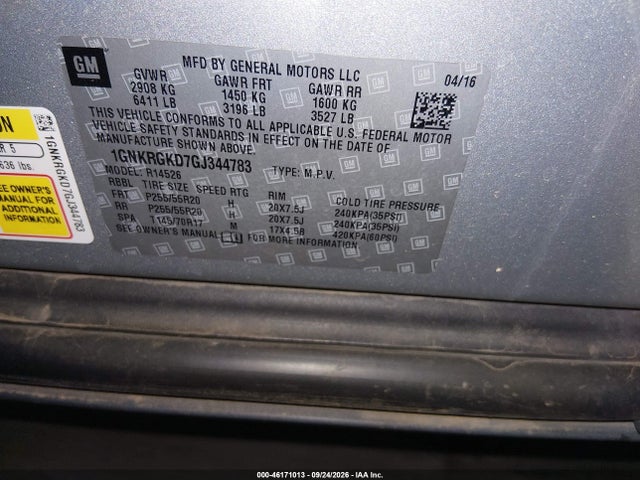 1GNKRGKD7GJ344783 Chevrolet Traverse Lt