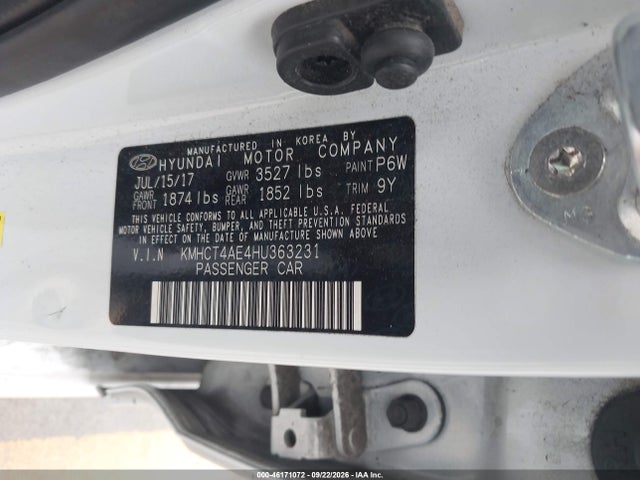 Продаж на аукціоні авто 2017 Hyundai Accent Value Edition, vin: KMHCT4AE4HU363231, номер лоту: 46171072