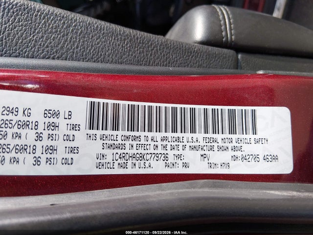 Dodge Durango Sxt Plus Rwd 2019 1C4RDHAG8KC779736 Image 9