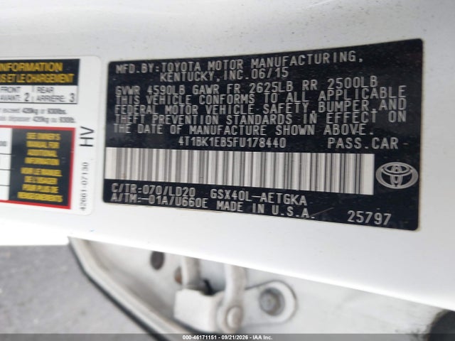 Продажа на аукционе авто 2015 Toyota Avalon Xle, vin: 4T1BK1EB5FU178440, номер лота: 46171151