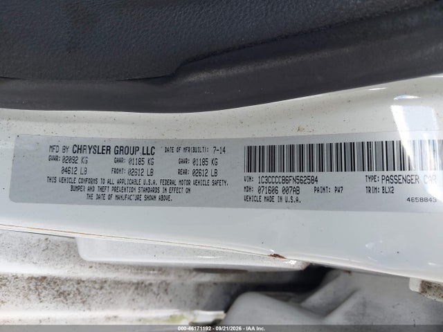 Aukcja sprzedaży 2015 Chrysler 200 C, vin: 1C3CCCCB6FN562584, numer aukcji: 46171192