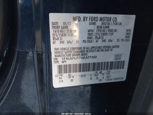 Продажа на аукционе авто 2017 Ford Expedition Xlt, vin: 1FMJU1JT7HEA77322, номер лота: 46171261