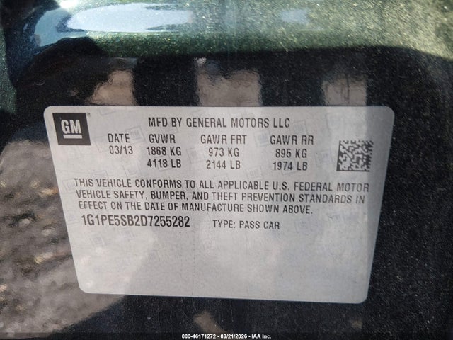 Aukcja sprzedaży 2013 Chevrolet Cruze 2lt Auto, vin: 1G1PE5SB2D7255282, numer aukcji: 46171272