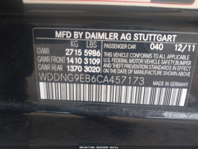 Продажа на аукционе авто 2012 Mercedes-benz S 550 4matic, vin: WDDNG9EB6CA457173, номер лота: 46171296