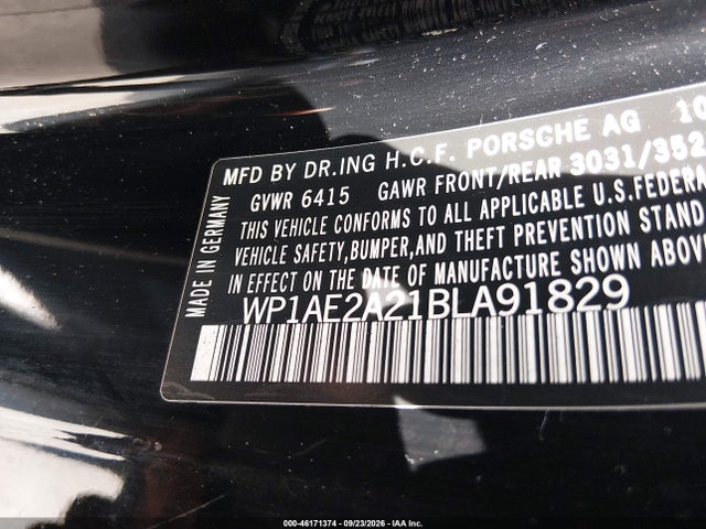 Auction sale of the 2011 Porsche Cayenne Hybrid S, vin: WP1AE2A21BLA91829, lot number: 46171374
