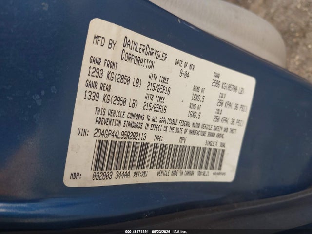 46171391 :رقم المزاد ، 2D4GP44L95R282113 vin ، 2005 Dodge Grand Caravan Sxt مزاد بيع