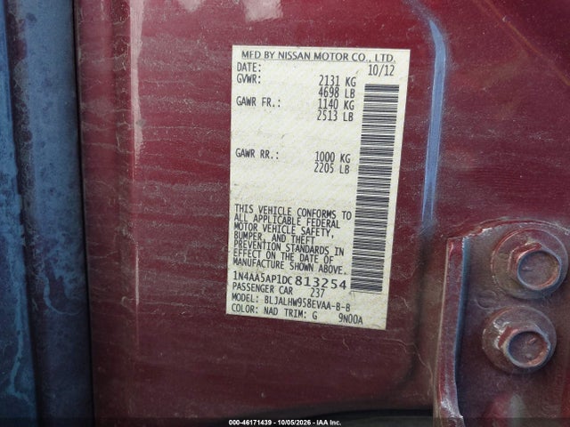 46171439 :رقم المزاد ، 1N4AA5AP1DC813254 vin ، 2013 Nissan Maxima 3.5 Sv مزاد بيع