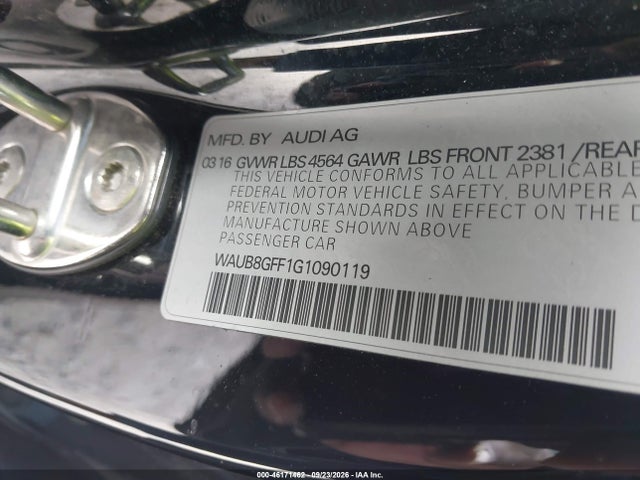 Продаж на аукціоні авто 2016 Audi A3 2.0t Premium, vin: WAUB8GFF1G1090119, номер лоту: 46171462