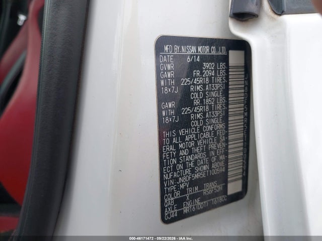 Продажа на аукционе авто 2014 Nissan Juke Nismo Rs, vin: JN8DF5MR5ET100594, номер лота: 46171472