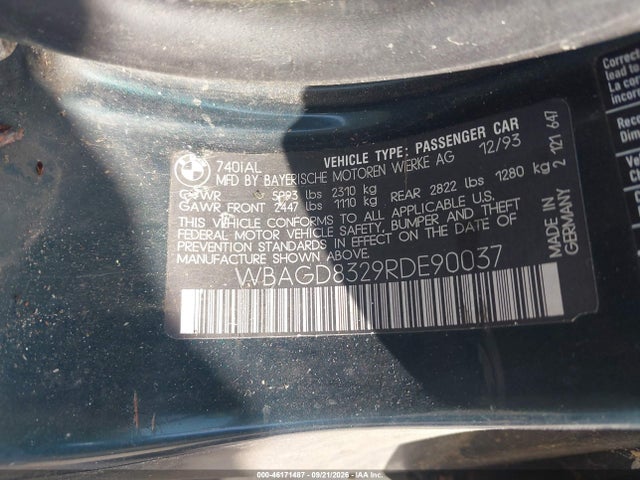Aukcja sprzedaży 1994 Bmw 740 Il Automatic, vin: WBAGD8329RDE90037, numer aukcji: 46171487