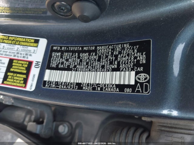Продажа на аукционе авто 2017 Toyota Corolla Se, vin: 2T1BURHE5HC864870, номер лота: 46171522