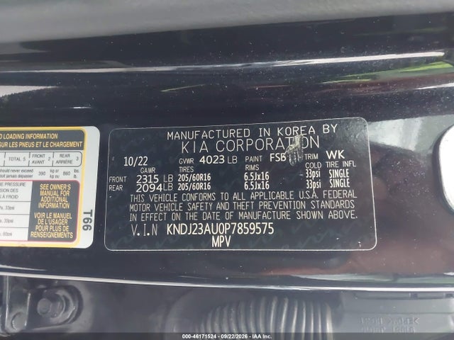 46171524 :رقم المزاد ، KNDJ23AU0P7859575 vin ، 2023 Kia Soul Lx مزاد بيع