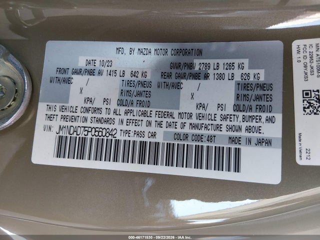 JM1NDAD75P0560842 Mazda Mx-5 Miata Grand Touring