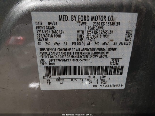3FTTW8M37RRB57925 Ford Maverick Lariat