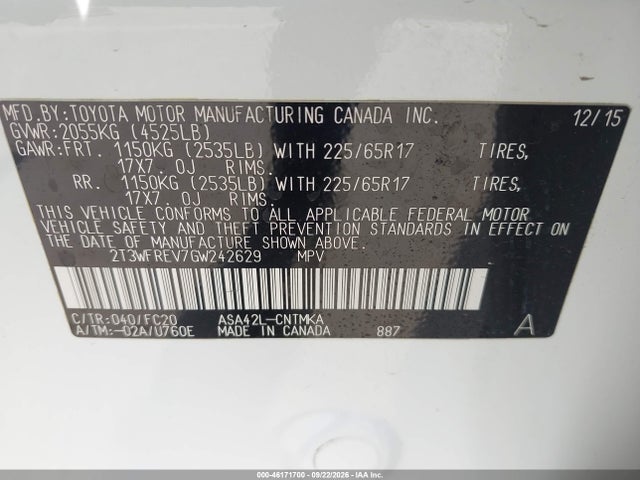 Toyota Rav4 Xle 2016 2T3WFREV7GW242629 Image 9