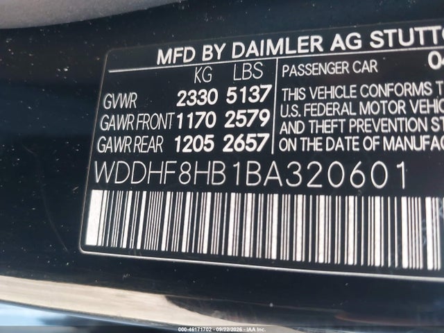 46171702 :رقم المزاد ، WDDHF8HB1BA320601 vin ، 2011 Mercedes-benz E 350 4matic مزاد بيع